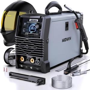 溶接機 セット 180A 半自動溶接機 M180 100V/200V兼用 5-in-1 ノンガスMIG MAG アーク溶接 TIG スプールガン対応 ＋ H-21 自動遮光溶接面 100×82mm広視界
