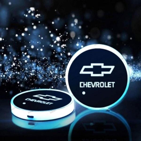シボレー Chevrolet　LEDドリンクコースターイルミネーション7色選択＆レインボーUSB充電...