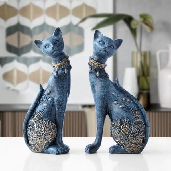 エジプト猫♪置物２体セット インテリア オブジェ オーナメント ヨーロッパ エジプト 彫刻 ギフト