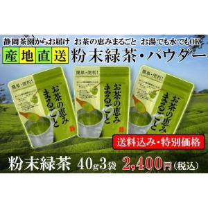 お茶の恵みまるごと 粉末緑茶 パウダー 40g3袋 計量スプーン付 静岡県掛川産一番茶100％ メール便 ポスト投函