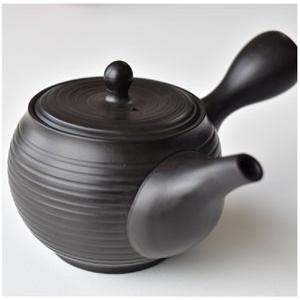 急須 常滑焼 黒縞丸型急須くろしま 350ml お茶の葉桐 煎茶道具 おしゃれで使いやすい急須 常滑...