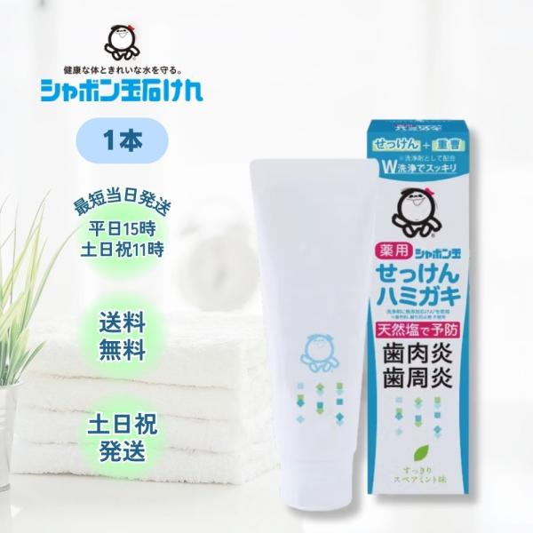 歯磨き粉 シャボン玉石けん せっけんハミガキ 薬用 シャボン玉 石鹸歯磨き粉 石けん 80g 1本 ...