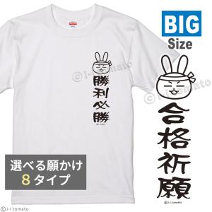 願掛けワンポイントTシャツ 大きいサイズXXL・XXXL 受験応援グッズ 勝利必勝 内定祈願 商売繁盛 学業成就 大願成就 一攫千金 筋肉増強 ゆるキャラ お守り｜sho-koma