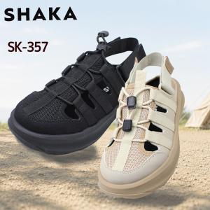 シャカ レディース スニーカー サンダル トレック キャンパー GES SK-357 ブラック リネン/トープ ボリュームソール クッション性 疲れにくい 保護性能