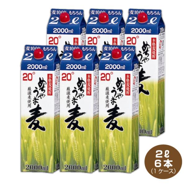 送料無料 めちゃうま麦 20度 2Lパック×6本 1ケース 鷹正宗酒造 2000ml むぎ焼酎 本格...