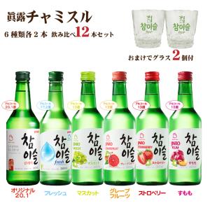 送料無料 眞露 チャミスル 6種各2本 飲み比べセット 360ml×12本 リキュール 韓国焼酎 JINRO ジンロ｜shochuya-doragon