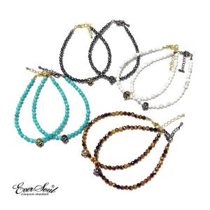 アンクレット EVERSOUL PLUS スカル 天然石 タイガーアイ