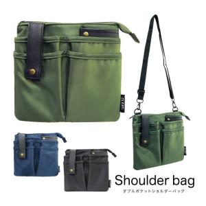 ショルダーバッグ Relife カラビナ付き ベルト通し付き ダブルポケット サコッシュ サブバッグ 鞄 ブランド メンズ 男性用 ブラック ネイビー カーキ
