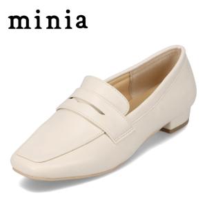 ミニア minia AS-1072 レディース ローファー スクエアトゥ 防水 ヒールローファー 雨の日 晴雨兼用 アイボリー｜shoe-chiyoda