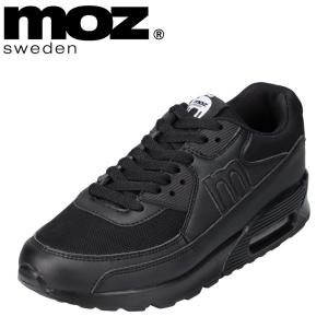 【SALE】レディース スニーカー 軽量 モズ スウェーデン MOZ sweden MOZ-513 軽い エアーソール クッション性 ブラック｜shoe-chiyoda