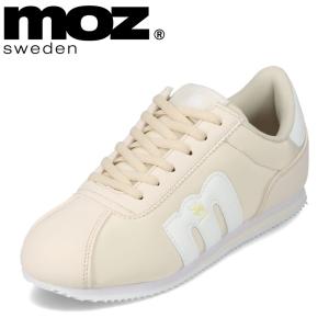 レディース ローカットスニーカー 軽量 モズ スウェーデン MOZ sweden MOZ-5120 軽い シンプル クラシカル ロゴ ベージュ｜shoe-chiyoda