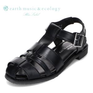 レディース サンダル グルカサンダル アースミュージックアンドエコロジー earth music&ecology EM-771 シンプル ブラック｜shoe-chiyoda