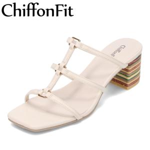 シフォンフィット ChiffonFit CF-480 レディース サンダル ミュール ヒールサンダル ミュールサンダル 美脚 アイボリー｜shoe-chiyoda