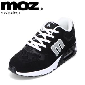 モズ スウェーデン MOZ sweden MOZ-9023 レディース スニーカー ローカットスニーカー エアーソール クッション ブラック×ブラック｜shoe-chiyoda