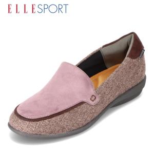 エルスポーツ ELLE SPORT ESP11592D レディース モカシン ローファー 伸縮性 ストレッチ フラットシューズ スリッポン ピンク｜shoe-chiyoda