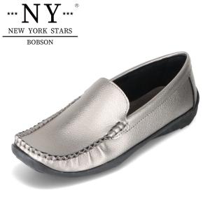 ニューヨーク・スターズ ・ボブソン NEW YORK STARS BOBSON NY-3801 レディース カジュアルシューズ スリッポン シルバー｜shoe-chiyoda