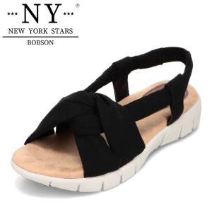 ニューヨーク・スターズ ・ボブソン NEW YORK STARS BOBSON NY-221913 レディース サンダル 軽量 軽い ブラック｜shoe-chiyoda