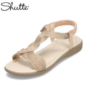 シュッテ shutte ST-325 レディース サンダル シンプル カジュアル 着脱簡単 リゾート 海 ゴールド｜shoe-chiyoda