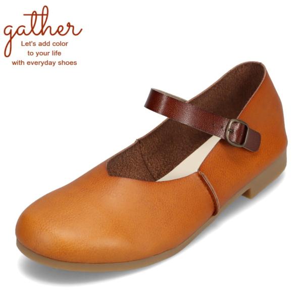 ギャザー gather G-1012 レディース カジュアル シューズ ラウンドトゥ フラット 歩き...