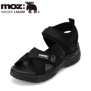 モズ スウェーデン スポーツサンダル MOZ-460 レディース スポーツ サンダル スポサン 厚底 面ファスナー 着脱簡単 ブラック 爆買