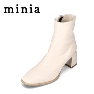 ミニア minia AS-1083 レディース ショートブーツ ストレッチ フィット シンプル 人気 ブランド アイボリー｜shoe-chiyoda