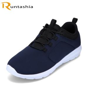 【SALE】ランタシア RUNTASHIA RT-7136 メンズ スニーカー ランニングシューズ ローカットスニーカー 低反発 クッション ネイビー｜shoe-chiyoda