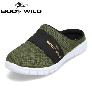 ボディワイルド BODY WILD BMH1540 メンズ クロッグ サンダル スリッパ ルームシューズ 着脱簡単 シンプル ロゴ カーキ