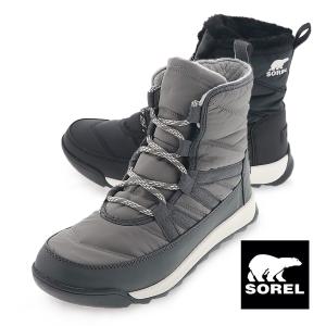 SOREL ソレル ウィットニー ツー ショート レース レディースブーツ 防水 防寒 キルティング ブーツ 052 Quarry / 010 Black｜shoemart