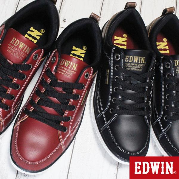 エドウィン スニーカー メンズ EDW-7769 ブラック レッド 黒 赤 幅広 ワイド 滑りにくい...