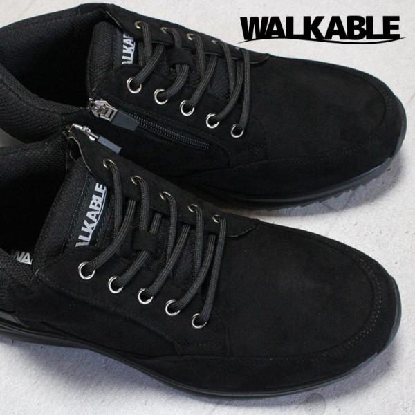 防水スニーカー メンズ 2072 ブラック ウォーキングシューズ 4E ワイド 幅広 防水 防滑 グ...