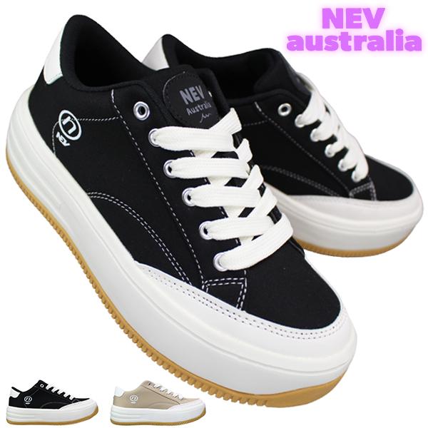 厚底スニーカー ネブオーストラリア nev648 ブラック ベージュ 23cm〜24.5cm レディ...
