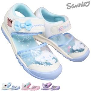 サンダル サンリオ SA C041 ホワイト ピンク パープル 15cm〜19cm キッズ ジュニア 女の子 サマーシューズ 子供靴 マジックテープ クロミ マイメロ シナモ