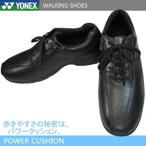 YONEX ヨネックス パワークッション MC70 黒 メンズ ウォーキングシューズ コンフォートシューズ 革靴 ファスナー付き 本革 撥水