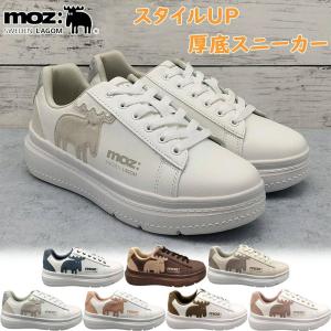モズ レディース スニーカー 靴 シューズ 紐靴 ローカット 厚底 軽量 コートタイプ ロゴがポイント 可愛い おしゃれ 通勤 通学 普段使い 4777