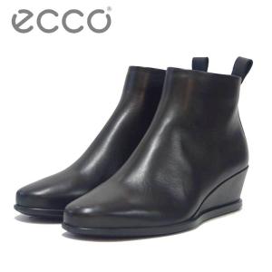 エコー ECCO SHAPE 45 WEDGE 280613 01001 ブラック （レディース） 上質天然皮革 サイドジップブーツ アンクルブーツ ウェッジヒール｜shoes-sinagawa