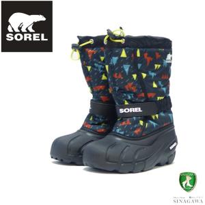 ソレル SOREL NY 3504（キッズ）ユースフルーリープリント：ブラック (011)   防水 ハーフブーツ ジュニアブーツ スノーブーツ｜shoes-sinagawa