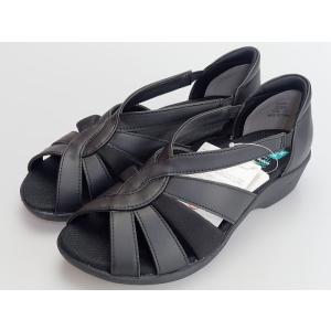 サンダル レディース 外反母趾 黒 ブラック トパーズ