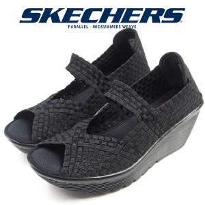 スケッチャーズ SKECHERS サンダル MIDSUMMERS WEAVE 38522 レディース パラレル ミッドサマーズ ウェーブ ウエッジヒール オープントゥ スライドサンダル｜shoesbase2nd