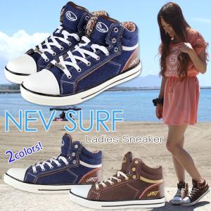 NEV SURF nev-611 ネブサーフ レディース ハイカットスニーカー デニム地 小花柄 軽量 屈曲性 衝撃吸収｜shoesbase