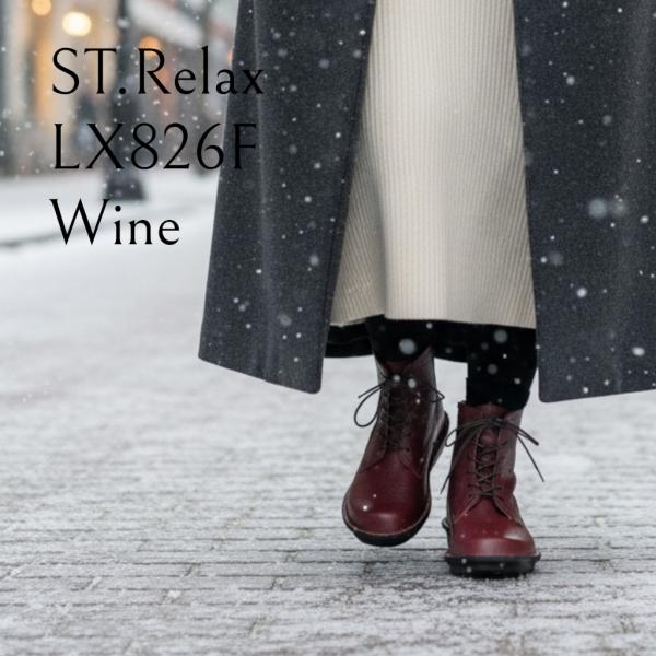 新商品！☆St.Relax コンフォートブーツ　サイドジップレースアップブーツ／シュリンクレザー／B...