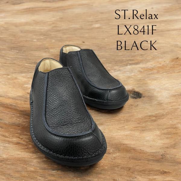 ☆新商品☆！St.Relax サイドゴアＵモカシューズ／山形県産牛レザー／BLK／チョコ／ネイビー／...