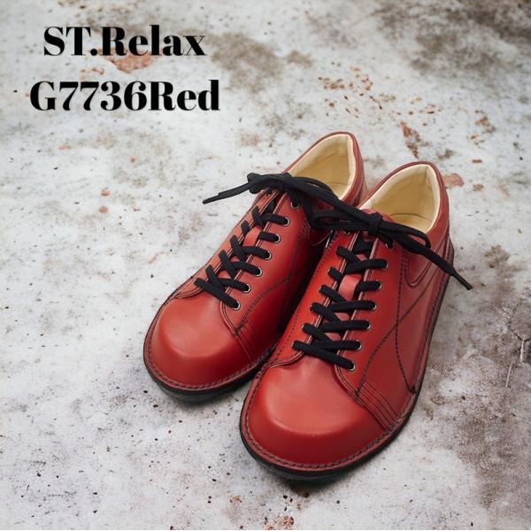 St.Relax コンフォートシューズ／レザースニーカー／ソフトスムースレザー／RED