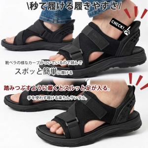 ハンズフリーシューズ メンズ サンダル 厚底 ...の詳細画像3