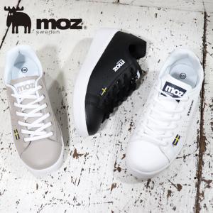 MOZ モズ スニーカー レースアップ  コートシューズ ボードタイプ 軽量 厚底　ロゴ 白 紺  ベージュ  送料無料56-19612