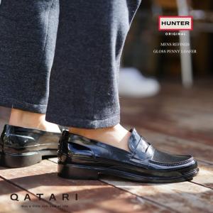 HUNTER ハンター レインシューズ メンズ リファインド ペニー ローファー グロス ブラック MENS REFINED PENNY LOAFER GLOSS BLACK MFF9144RGL｜shoeshouse92qatari