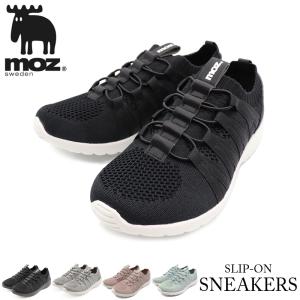 スニーカー レディース スリッポン 軽量 歩きやすい moz モズ 靴 白 黒 ウォーキング 通気性 MZ61801 爆買