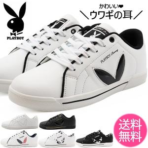 PLAYBOY プレイボーイ スニーカー レディース コートシューズ ローカット 黒 白