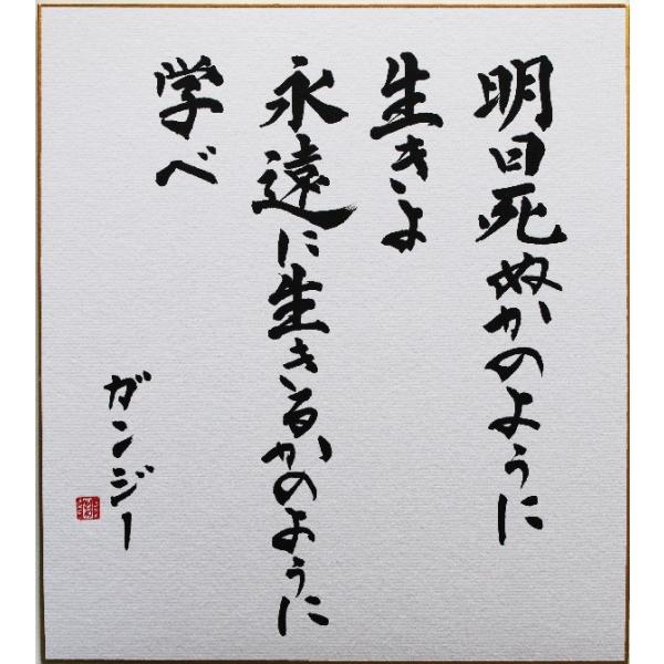 偉人の名言「明日死ぬかのように生きよ　永遠に生きるかのように学べ」手書き色紙