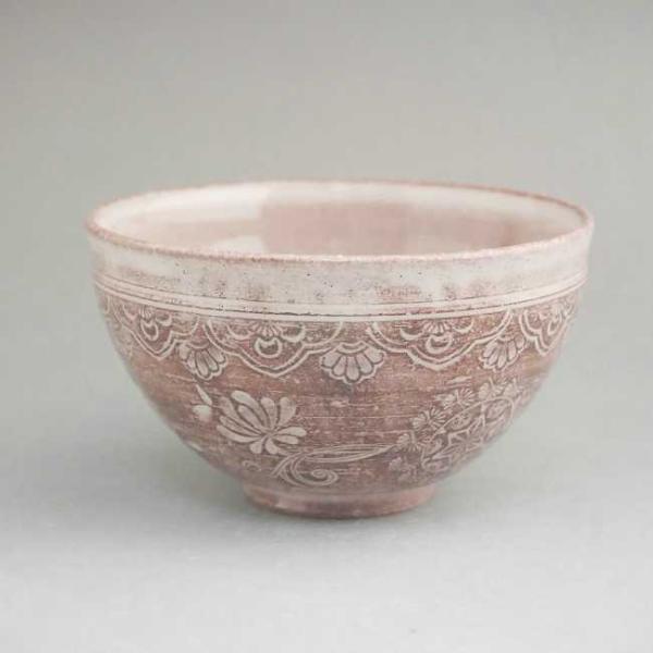 京焼 清水焼　三島花紋お茶呑茶碗　治兵衛　単品