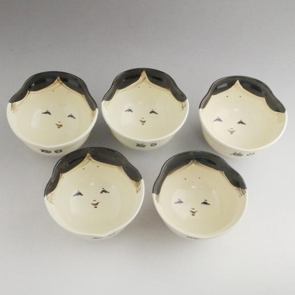 京焼 清水焼     お福汲出碗揃え　与し三　大のサイズ